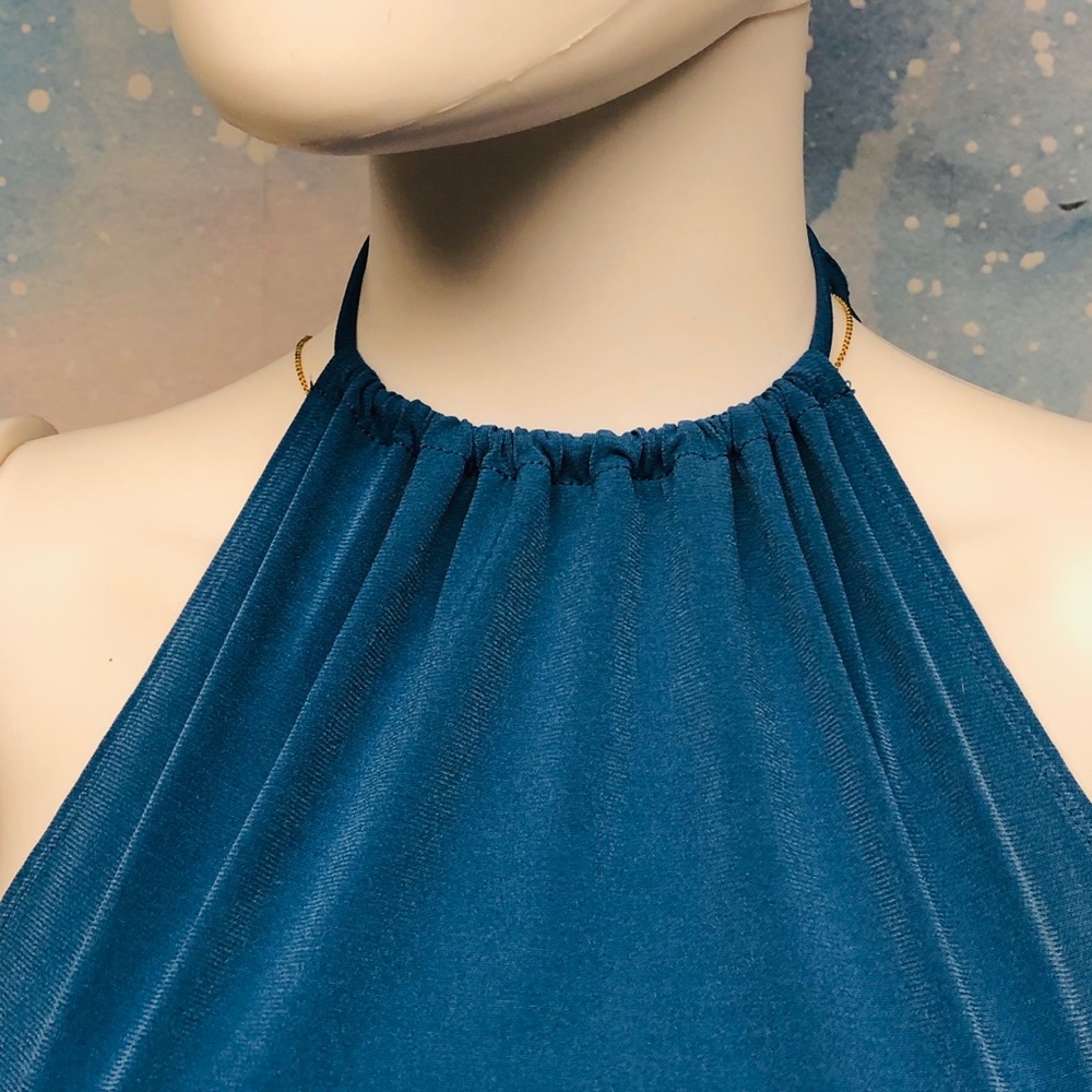 NEW BCBG SEXY HALTER TOP BODY SUIT WITH STRAPPY BACK IN BRILLIANT BLUE - Picture 7 of 16